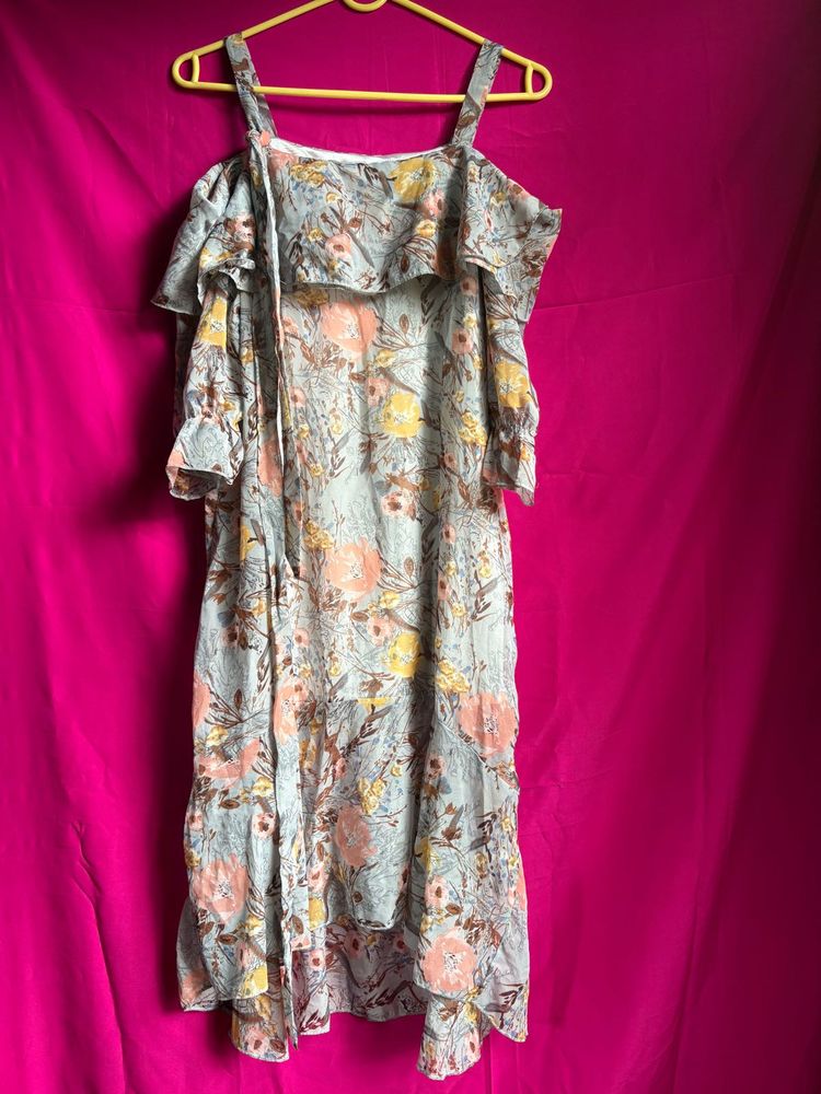 Floral Off-Shoulder Ruffle Dress