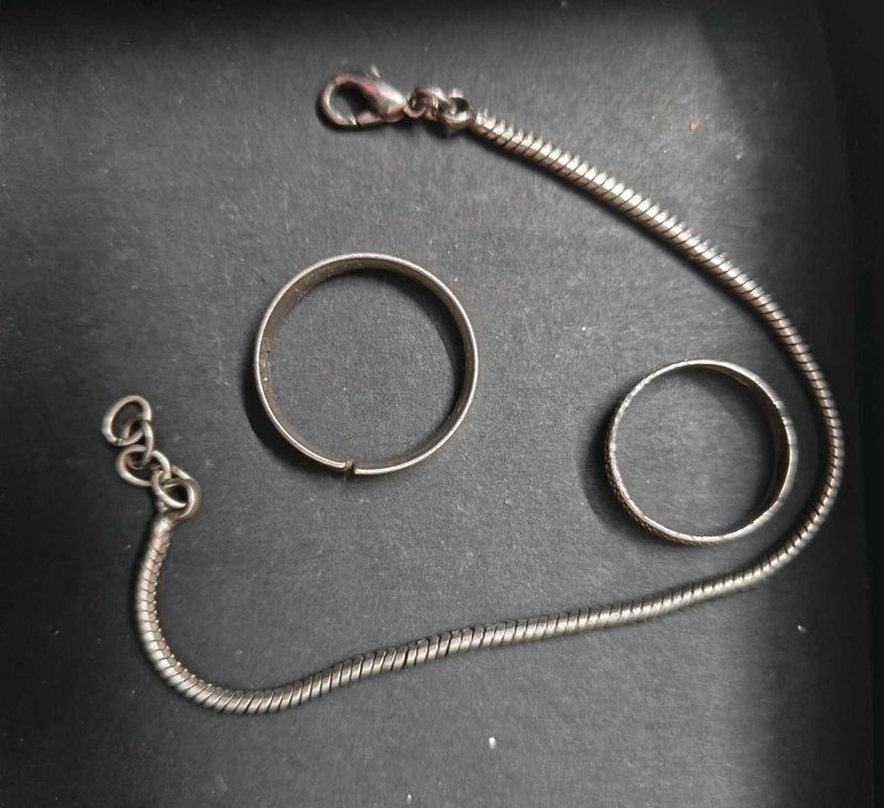 Silver Bracelet &amp; Rings Set