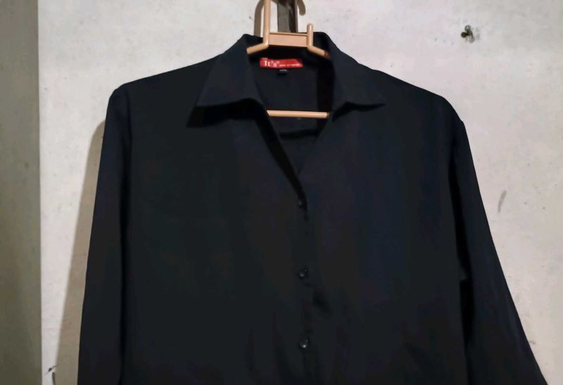 Women Classic Black Button-Down Shirt