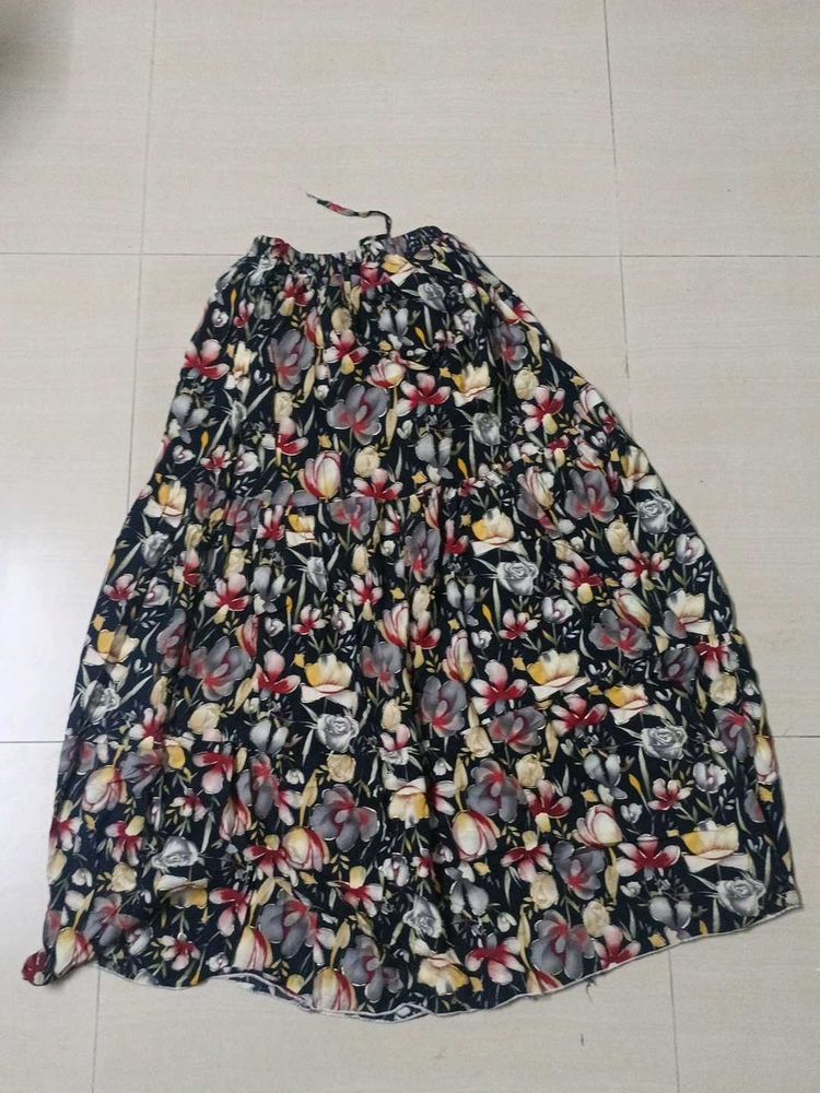 Boho Floral Print Maxi Skirt