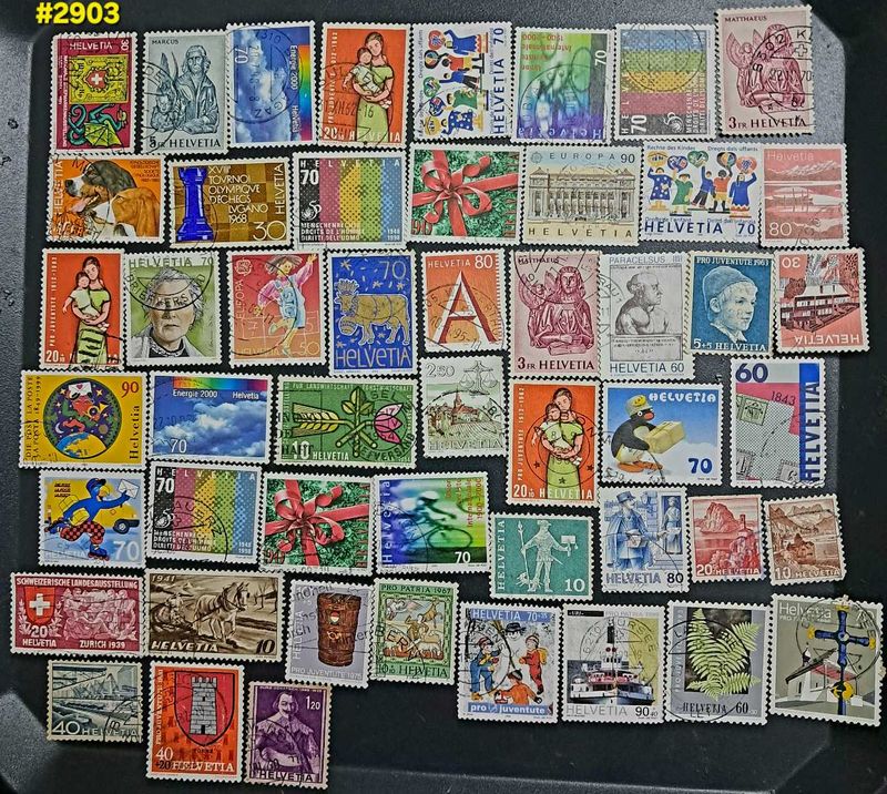 60 Switzerland colorful stamps