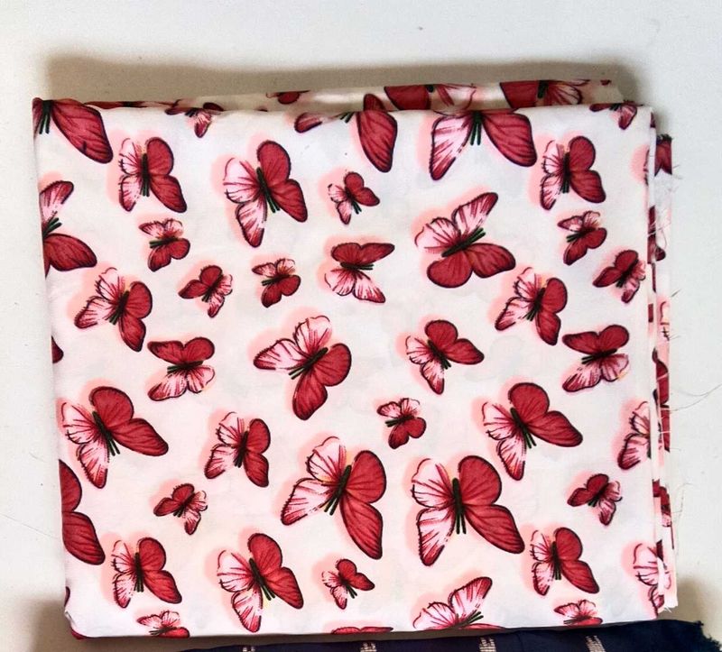 Beautiful Butterfly Print Dress Material