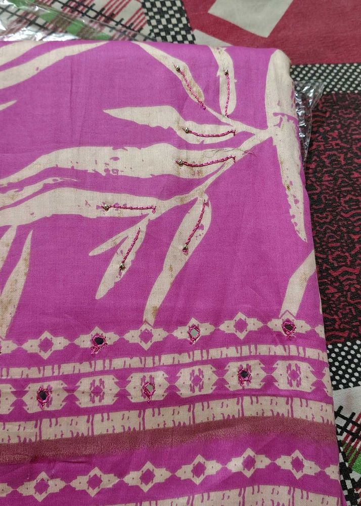 Beautiful Pink Saree with Embellishments