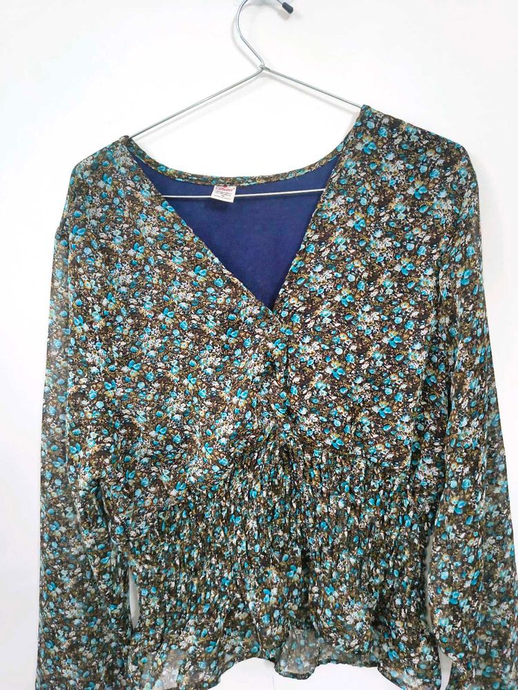 Floral Print V-Neck Top