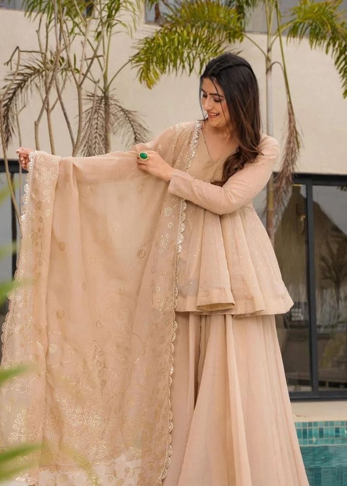 Elegant Peach Kurta Set with Dupatta