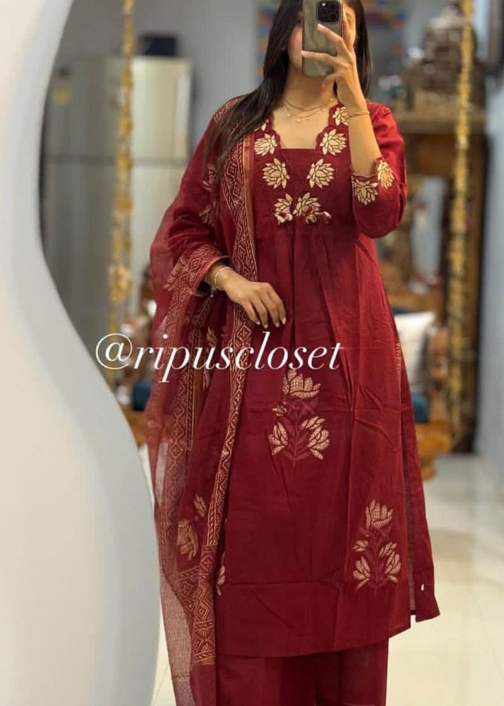Maroon Kurta Set with Dupatta
