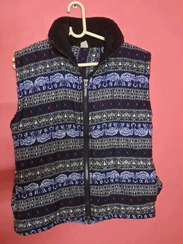 Elephant Print Fleece Lined Jacket