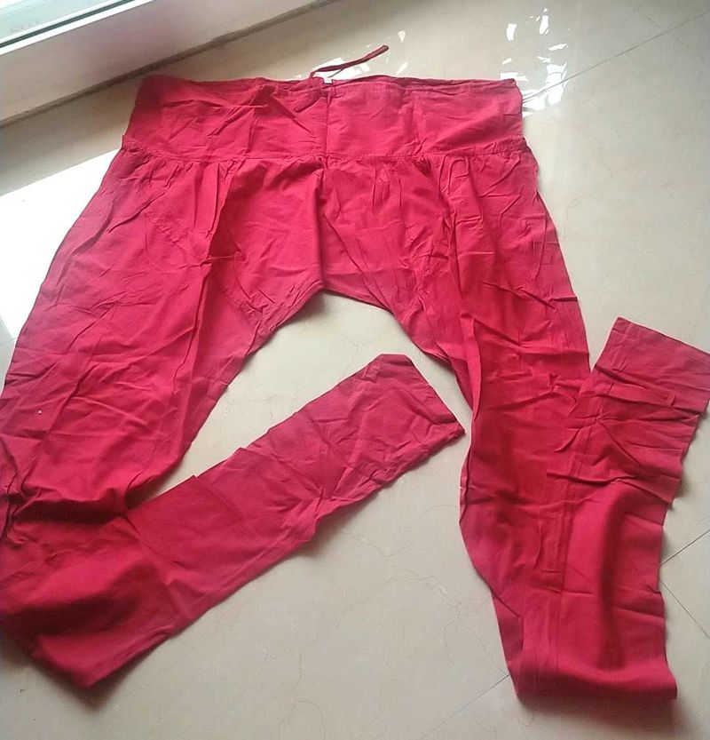 Rain &amp; Rainbow Red Pure Cotton Churidar Pants