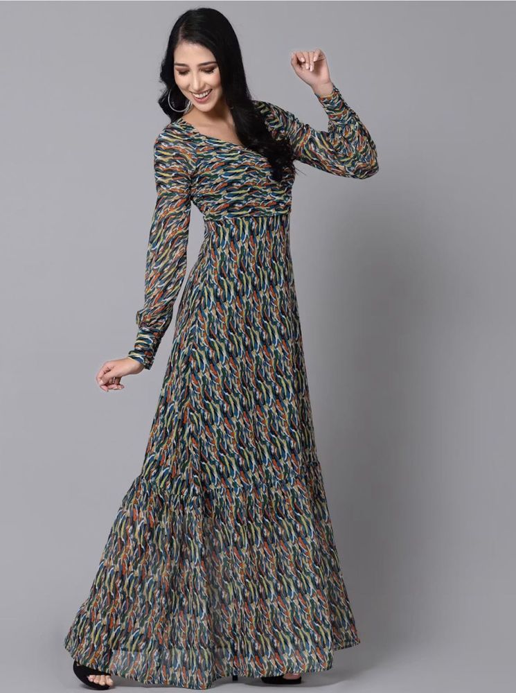 Elegant Multicolor Maxi Dress