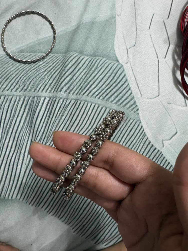 Elegant Silver Tone Bangles Set