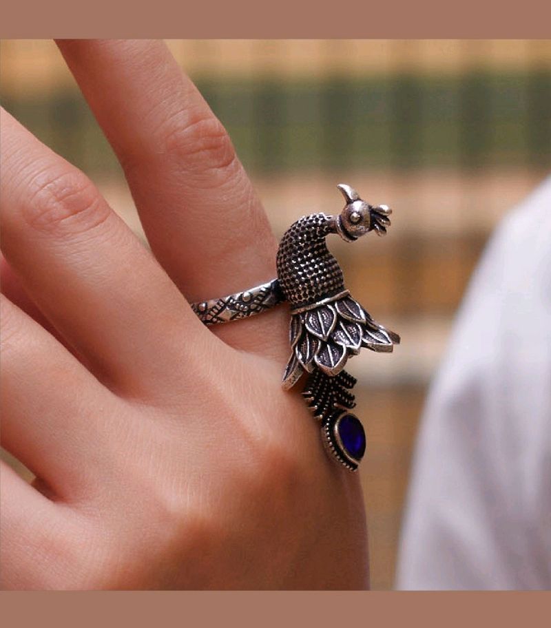 Chic Oxidized German Silver Peocock Ring 💍