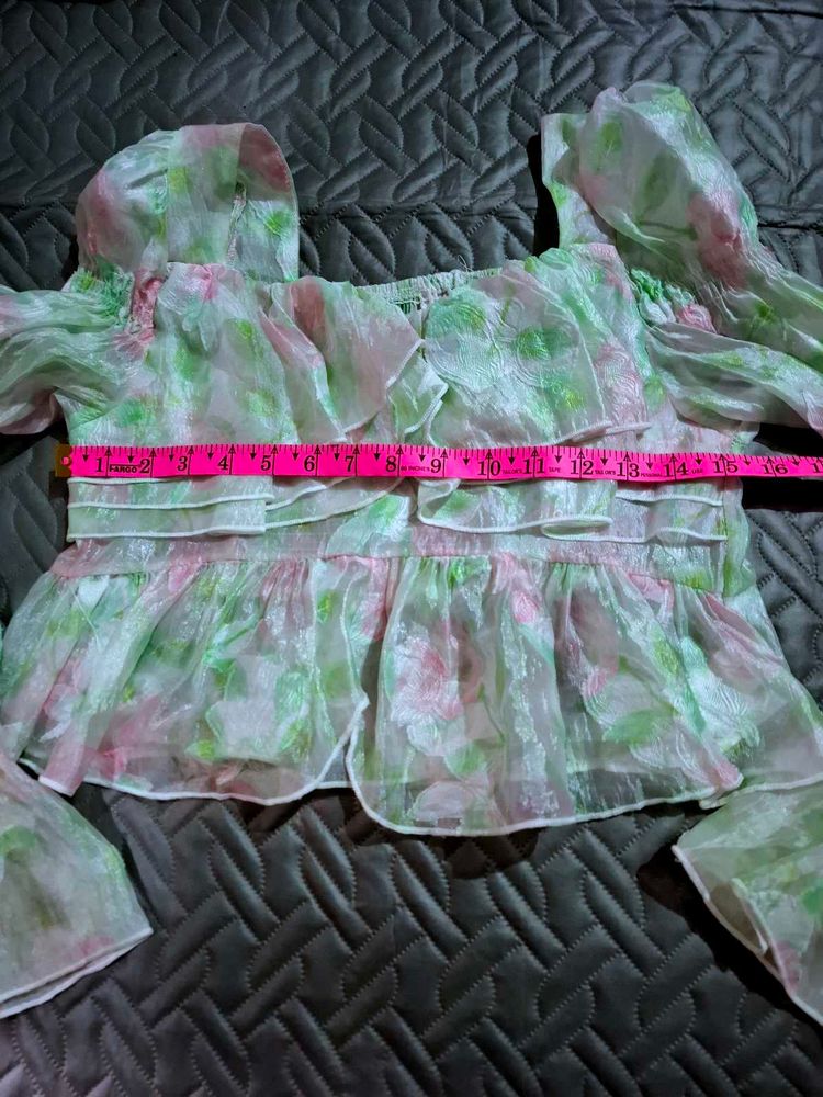 Floral Ruffle Peplum Blouse