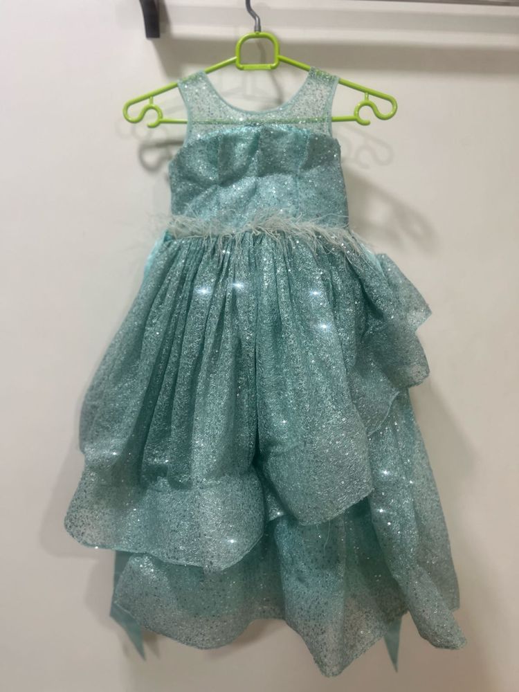 Sparkly Teal Ruffled Gown age 5-6 yrs