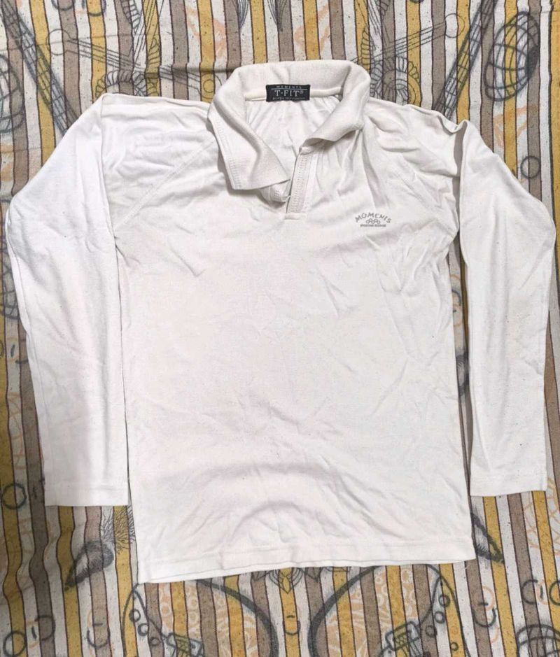 White Long Sleeve Polo Shirt