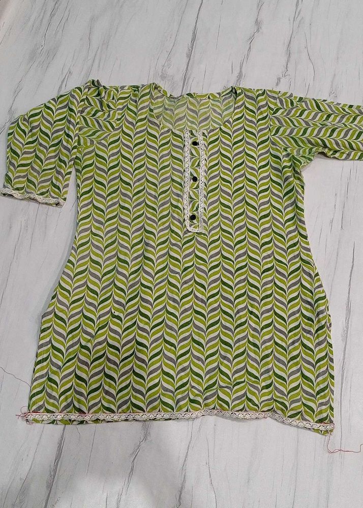 Green Leaf Pattern Kurta