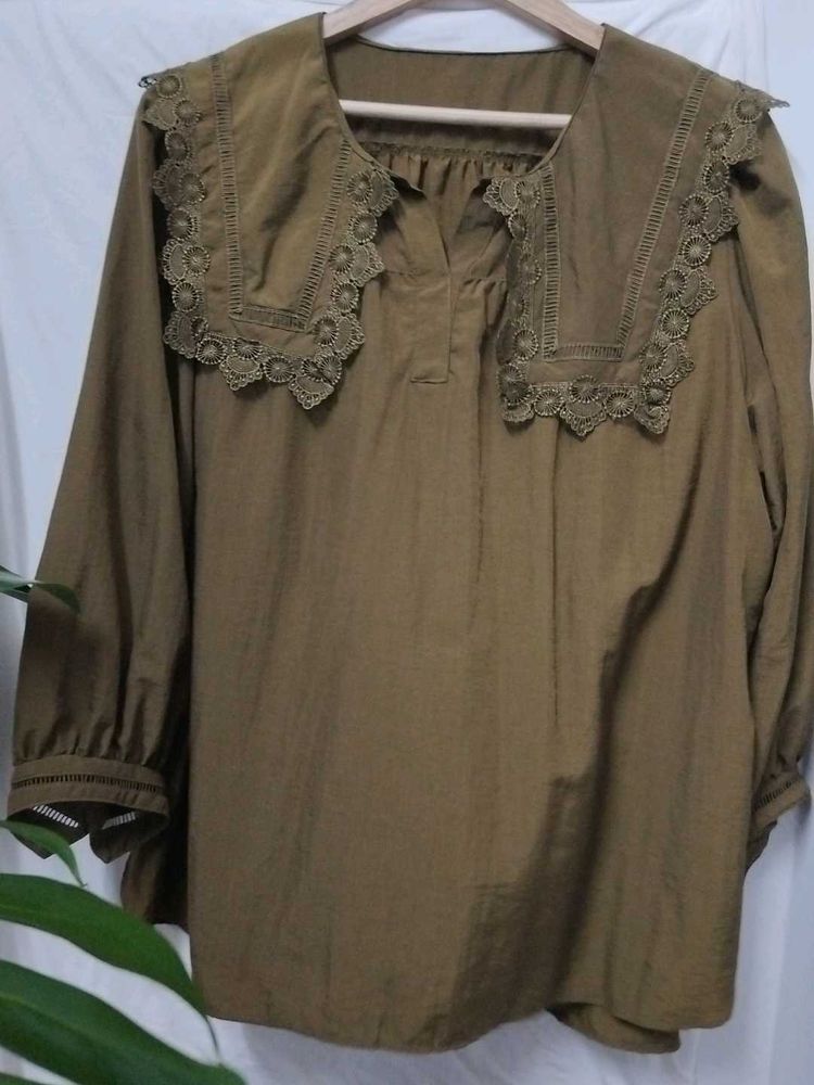 Elegant Lace Collar Blouse