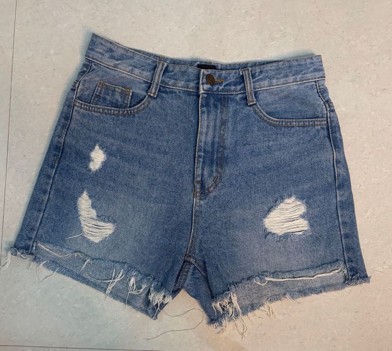 Distressed Denim Shorts