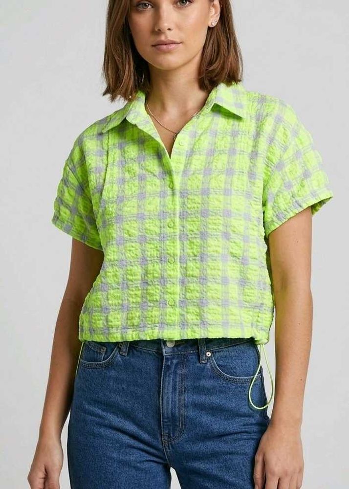 Neon Plaid Textured Shirt