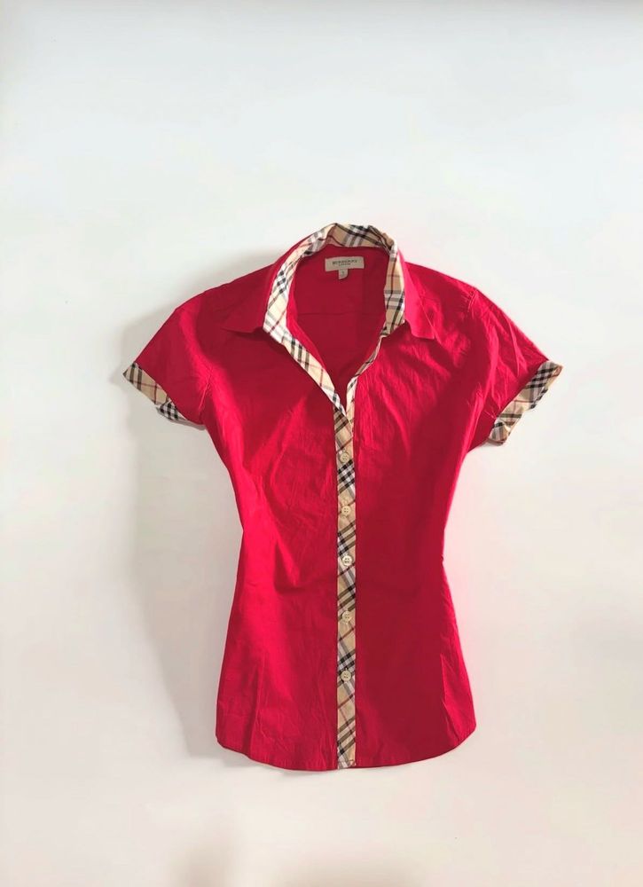Burberry Inspired Red Short Sleeve Shirt