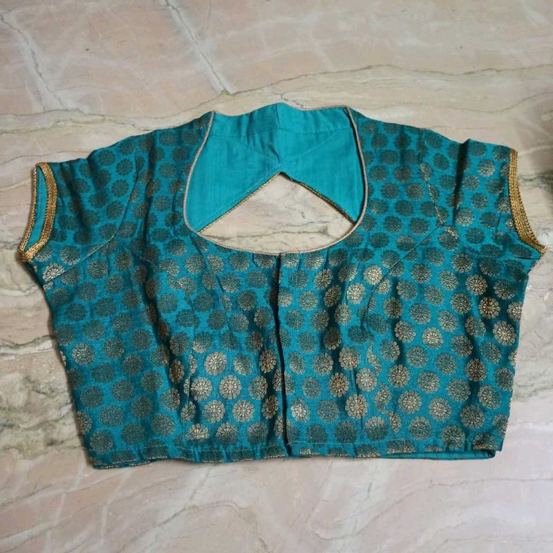 Elegant Teal Brocade Blouse