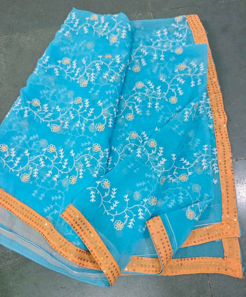 Sky-blue Embroidered Dupatta 💙