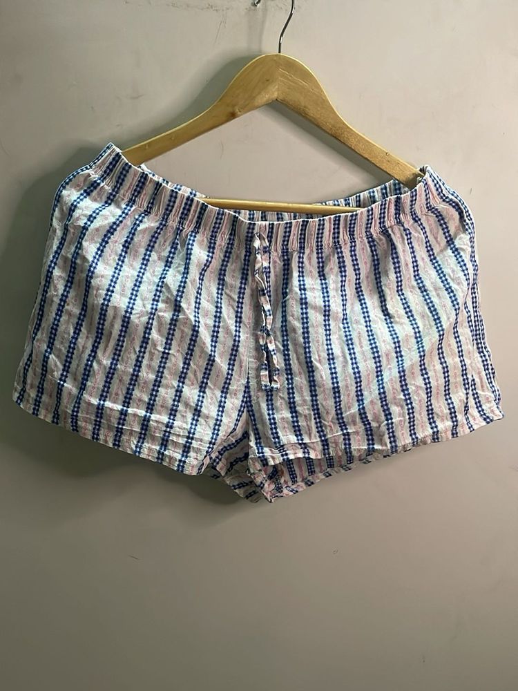 Blue &amp; White Striped Shorts