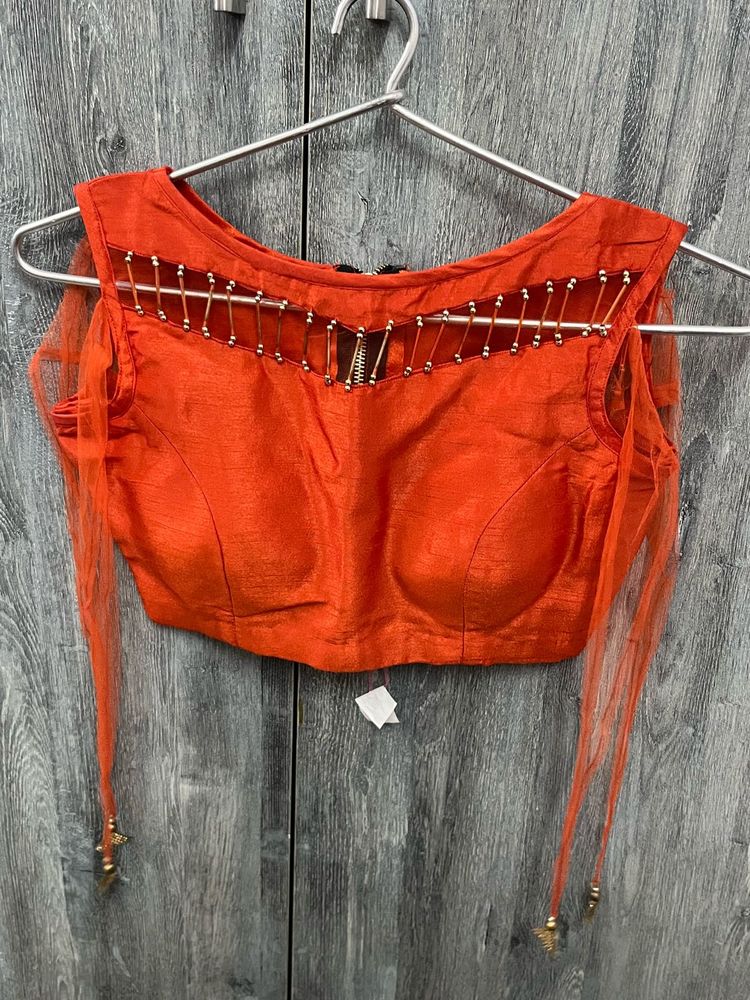 Vibrant Orange Designer Blouse