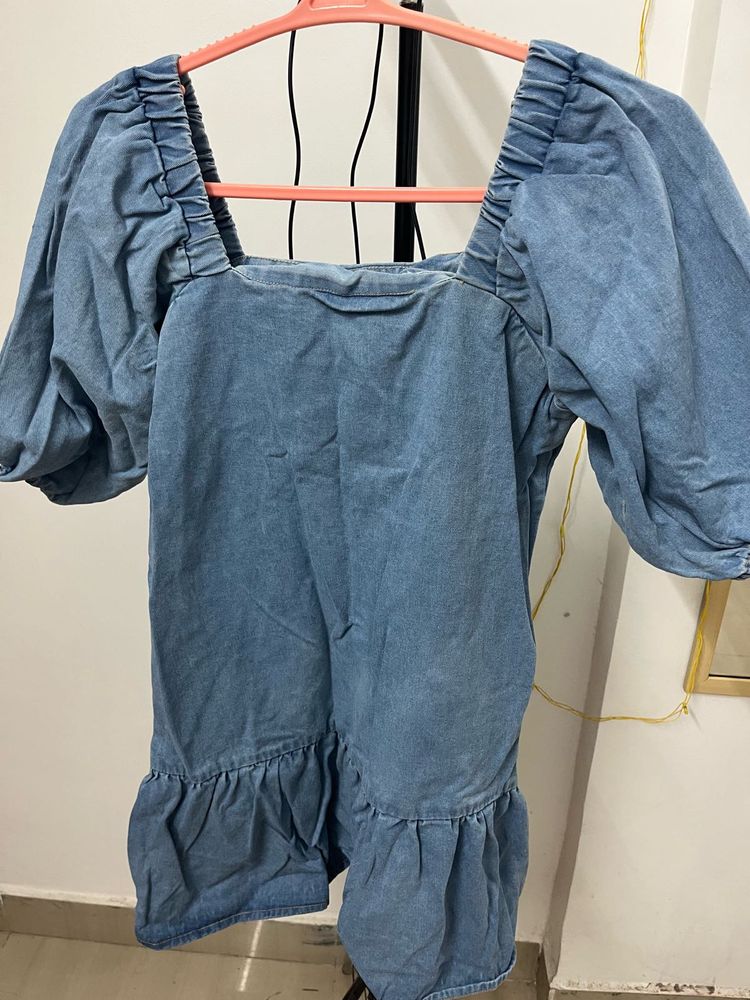 Denim Puff Sleeve Dress