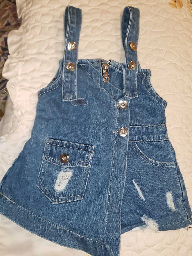 Cute Denim Pinafore Dress
