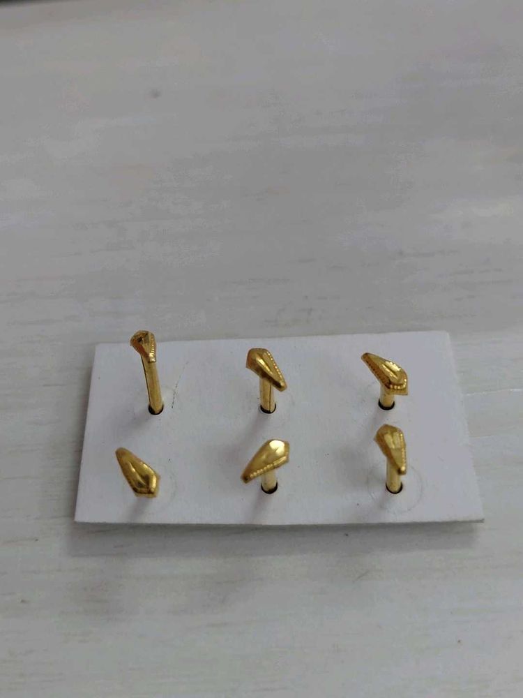 Golden Stud Earrings (Set of 6)