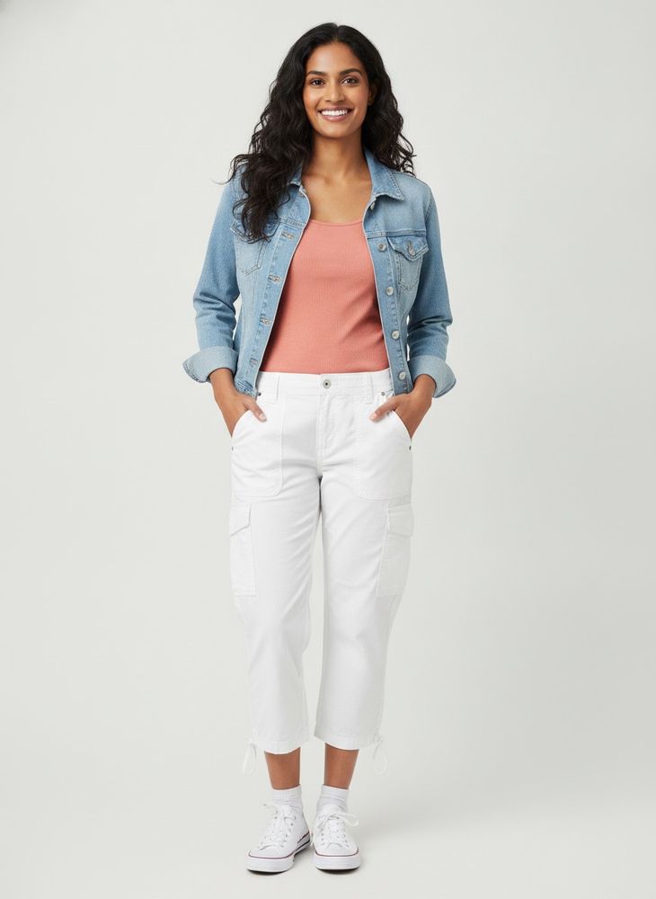 3/4th White Cargo Capris
