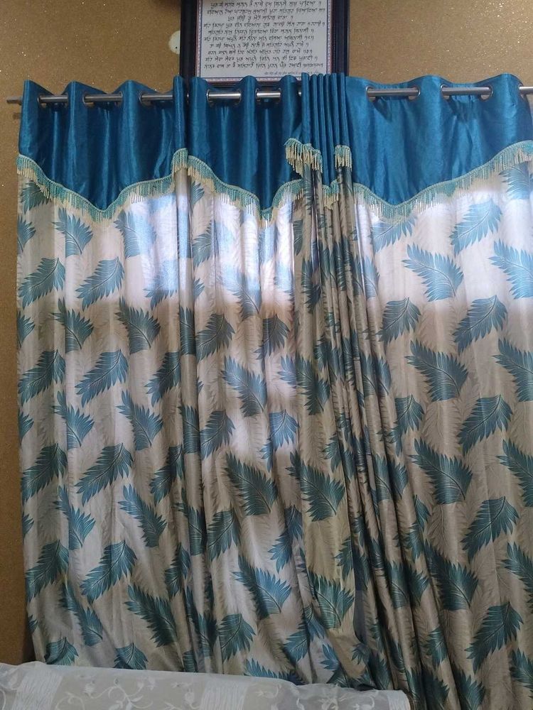Beautiful Teal &amp; Leaf Pattern Curtains