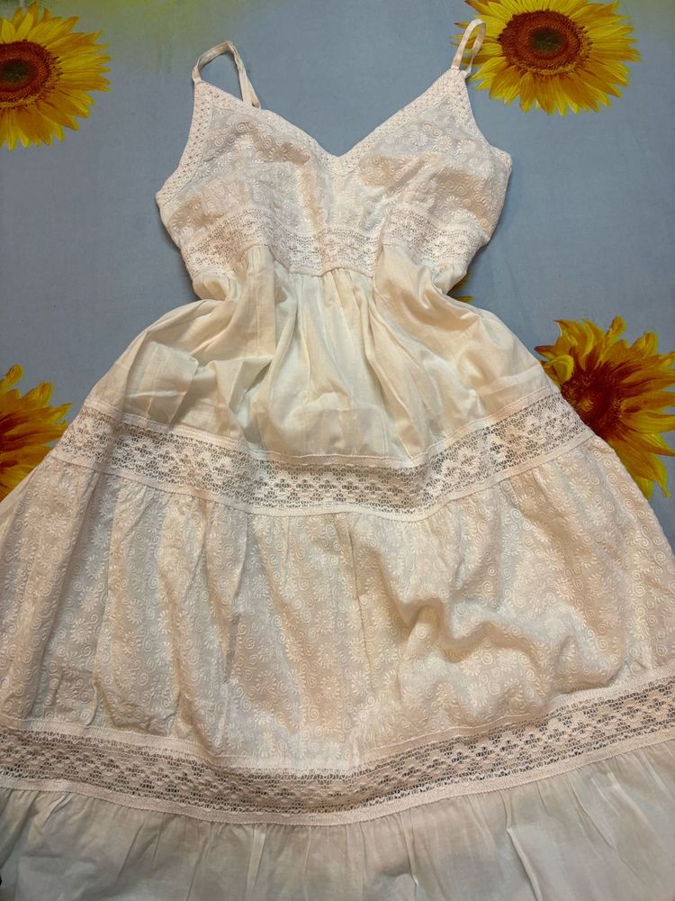 Cream Lace Trimmed Sundress