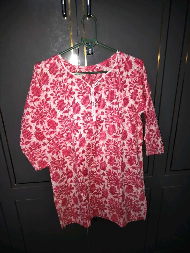 Pink Floral Print Kurta