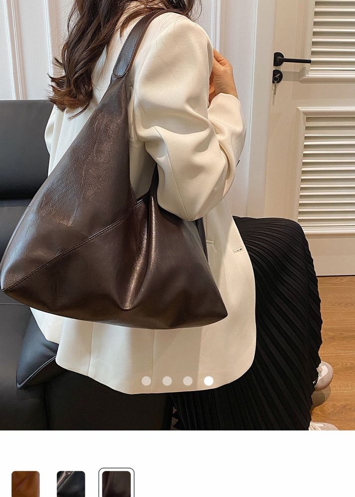 Chic Brown Faux Leather Hobo Bag