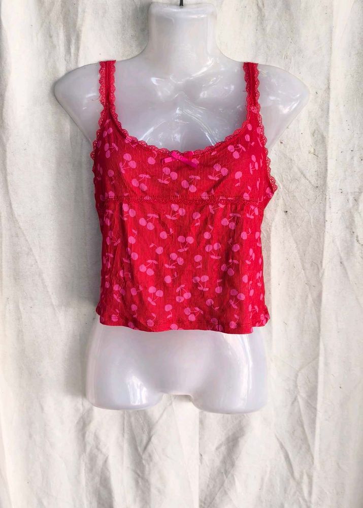 I. Cute Cherry Print Camisole Top