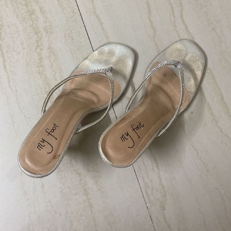 Sparkling Silver Thong Sandals