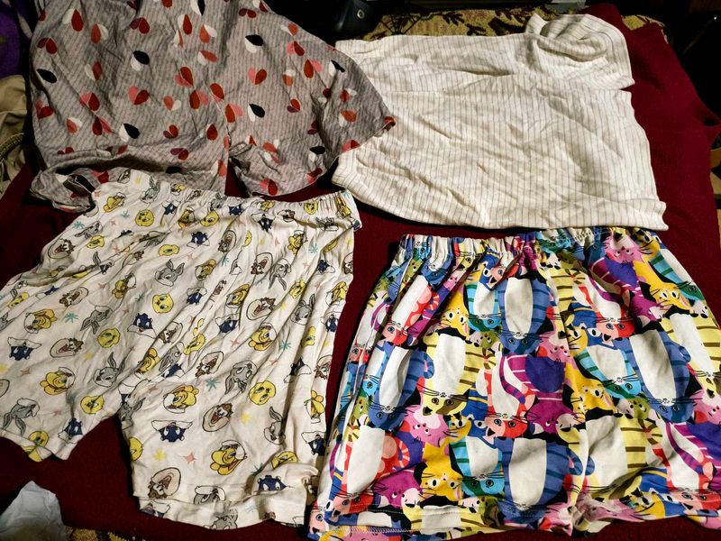Cute Cartoon Pajama Set pack of 4