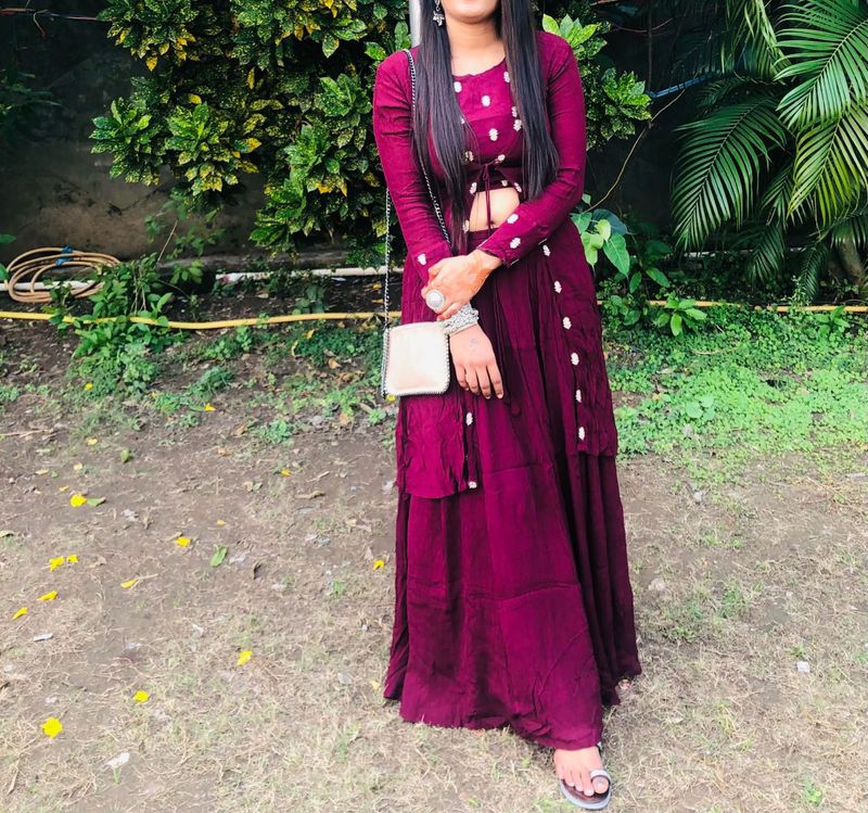 Elegant Maroon Lehenga Choli Set
