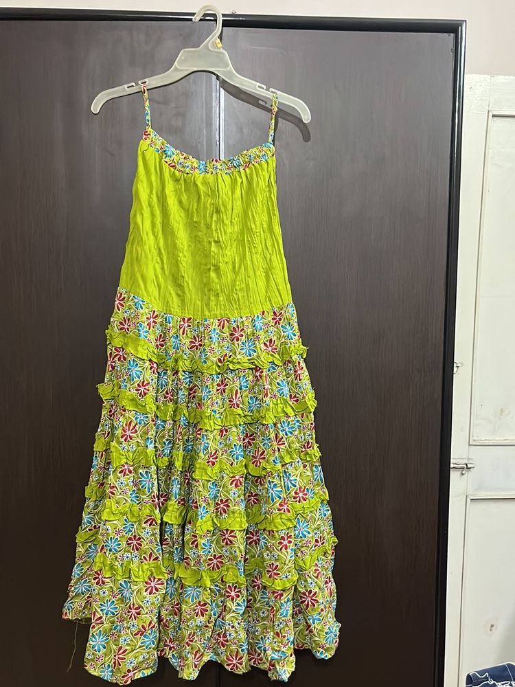 Green Floral Long Skirt