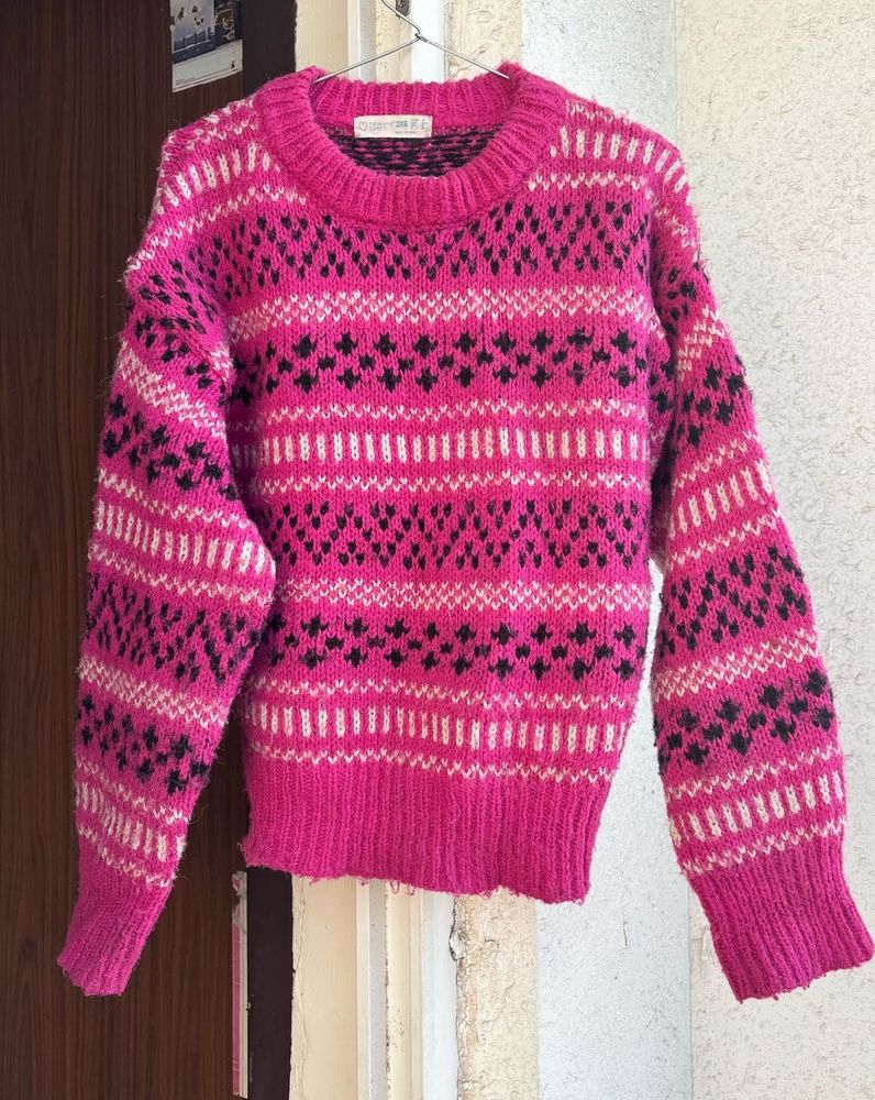 Vintage Pink Patterned Sweater