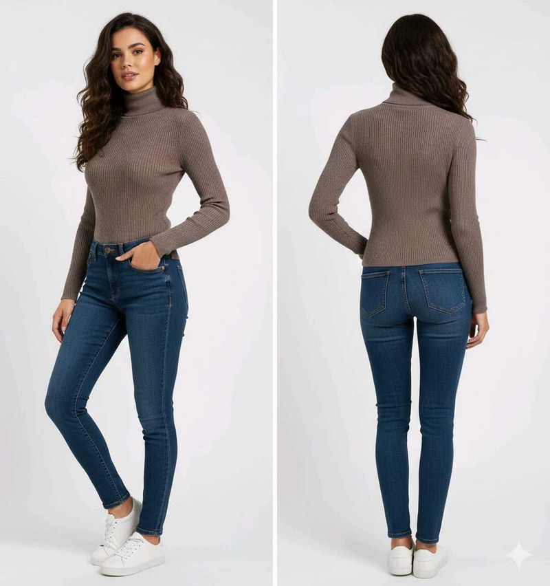 Brown Ribbed Turtleneck