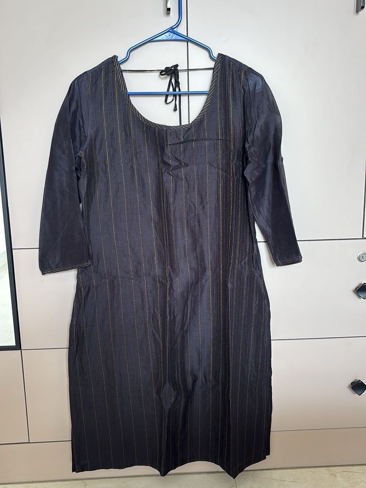 Black Chanderi Kurta