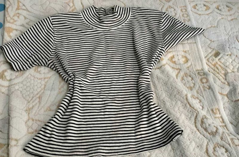 Striped Mock Neck Top