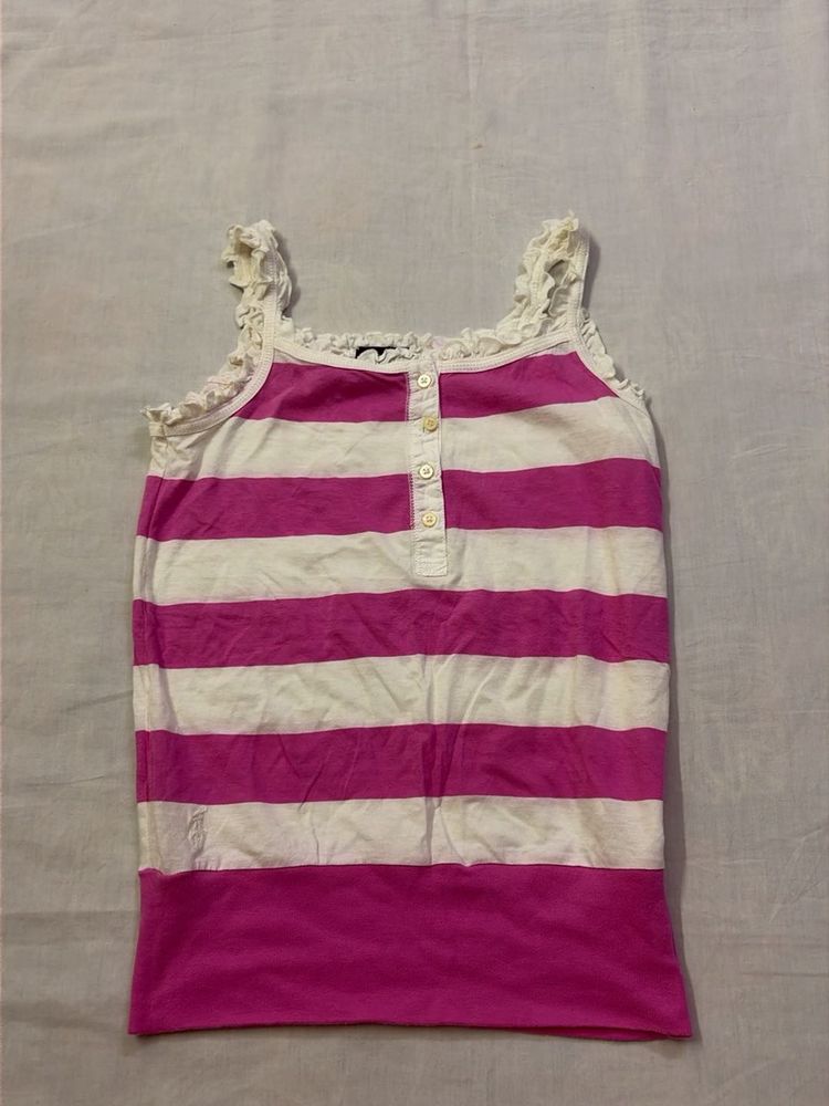 Ralp Lauren Striped Tank Top with Ruffle Straps. (