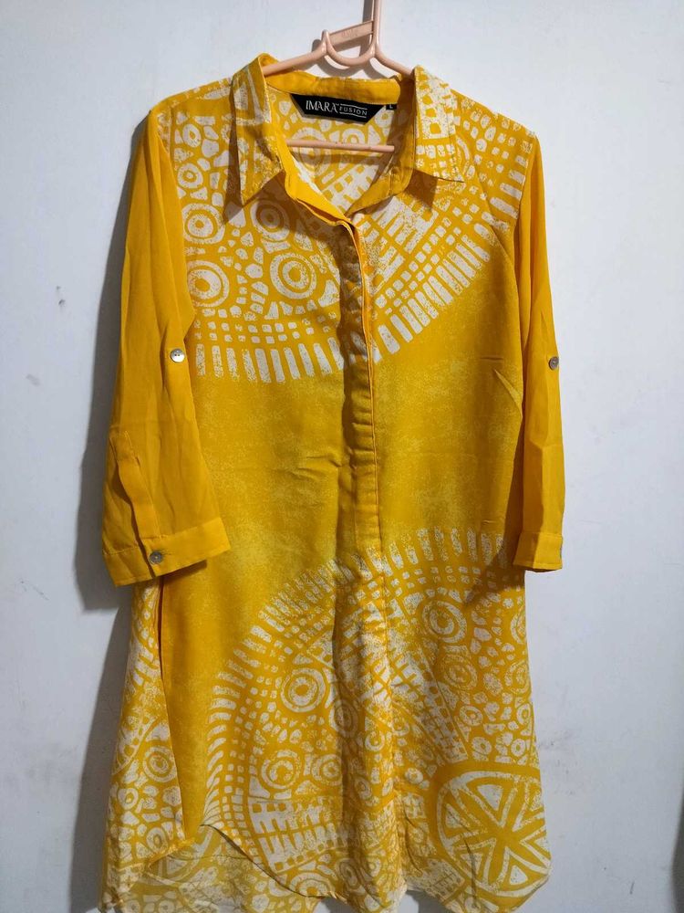 Yellow Printed Kurta