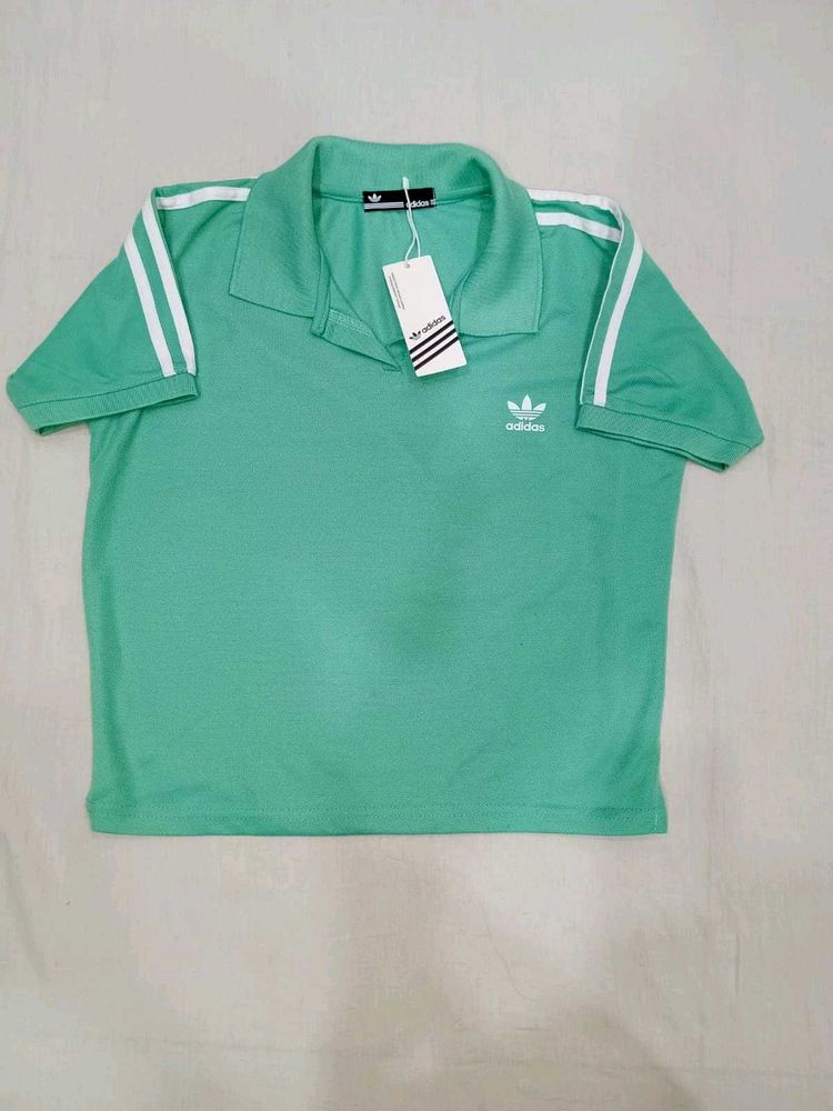 Sea Green Adidas Crop Tee