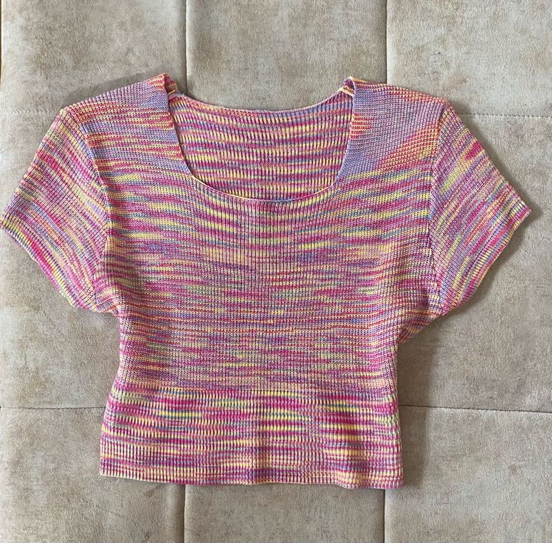 Cropped Knit Top, korean style Shirt