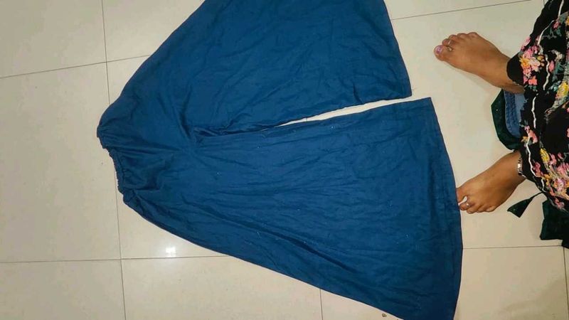 Solid Blue Palazzo Pants