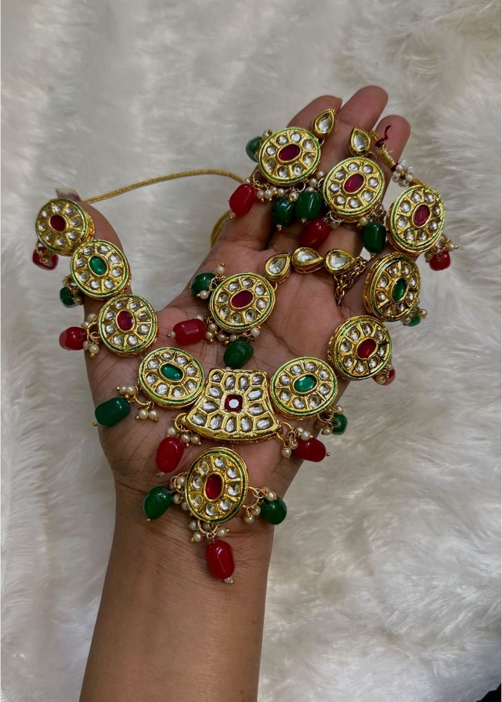 Unused Stunning Indian Kundan Necklace Set